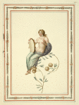Partially nude woman sitting on flowering branch, holding tambourine