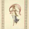 Partially nude woman holding pink drape