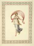 Partially nude woman holding pink drape