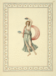 Partially nude woman playing cymbals