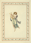 Partially nude woman playing harp
