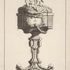 Ciborium with two cherubs holding crucifix and book on lid