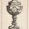 Ciborium with two amorini and cross on lid.
