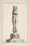 Candlestick with two carytids on column.