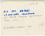 Ad hoc Harpers committee meeting at Peter Fisher's apartment, 1970 Fall