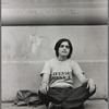 Judy Cartisano poses in her Lavender Menace t-shirt before confronting the women's movement on the issue of gay and lesbian rights.