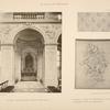 Chapelle - rez-de-chaussée, ensemble d'une arcade; 1. Chapelle - détail des piédestaux des colonnes; 2. Bas-relief autour du maitre-autel.