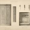 1. - Porte des grands appartements; 2. - crochets des fenêtres des grands appartements; 3. - pilastre de la chapelle; 4. - lavabo de la sacristie.