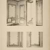 1 - Salon de la méridienne. 2 - volet du salon. 3 - détail des panneaux de bois. 4 - porte. Détail des panneaux en bronze doré.
