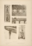 Salle du théatre; 1 - encadrement du rideau; 2 - œils de bœuf; 3 - galerie; 4 - console soutenant la galerie; 5 - candélabre d'avant-scène.