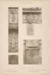 Horloge solaire dans la cour des cerfs; 1 - ensemble; 2 - détail du couronnement; 3 - détail de la partie haute sous le balcon; 4 - détail du soubassement.