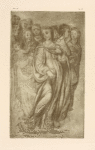 Drawing of the blessed virgin with group of women