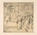 Drawing of scene in temple at Jerusalem