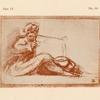 Drawing of reclining figure holding book