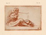 Drawing of reclining figure holding book