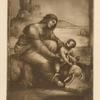 Drawing of blessed virgin and child with lamb