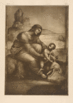 Drawing of blessed virgin and child with lamb