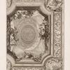 Design for a ceiling with cherubs holding flowers.