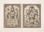 Two designs; one with roundel of enthroned Athena, one with bible scene.