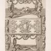 Designs for tables with elaborately carved supports; designs of heads.