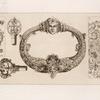 Designs for door-knocker and key handles.