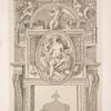 Design for a chimney piece with roundel of nude goddess and child on mantel.