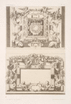 Two designs for ceilings [?] with figures of humans, sphinxes, and satyrs.]