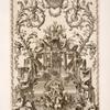 Design featuring allegorical figures representing water, including sea gods pulled in a water chariot by sea horses.