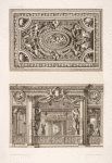 Design for a ceiling decoration; scene of elaborately decorated interior.
