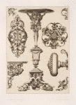 Designs for keyholes, doorknobs, pedestal.