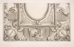 Design for half a ceiling decoration featuring panel with satyr and sleeping woman.