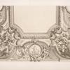 Design for half a ceiling decoration featuring allegorical female figures at each corner.