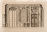 Designs for two arched windows and doors, and one doorway with panel of Leda and the swan above.