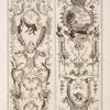 Two vertical designs featuring scene of cherubs by a lake.