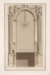 Design for a mantelpiece and arched wall niche.