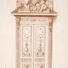 Design for doorway with decoration of bust of Athena and two cherubs.