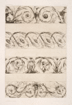 Four horizontal designs of vegetal shapes and cherubs.