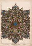Design for central ornament of a ceiling. Style, arabian. This would be painted upon the flat surface, and not cast in relief.