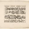 Designs of curling vegetal shapes which incorporate grotesque faces and figures