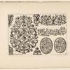 Designs of curling vegetal shapes, two set into roundels