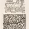 Lit et siège, tirés d'un MS du XIIe. siècle.; fragment des ferrures des portes latérales de la cathéd. de Paris, exécutés au XIIe. siècle.