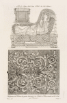Lit et siège, tirés d'un MS du XIIe. siècle.; fragment des ferrures des portes latérales de la cathéd. de Paris, exécutés au XIIe. siècle.