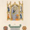 Concert tiré d'une Bible de la fin du XIIIe. siècle. MS. No. 67025 bibliothêque royale; trône.