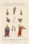 Instrumens [sic] de musique du XVme. siècle, [...]; figures tirées des bibles historiaux MSS. No. 6703 et 6819.