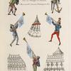 Costumes des trompettes et soldats arbalêtriers, appellés cranequiniers, de la manivelle de cette arme. Tirés des chroniques de Froissard, manuscrit du XVe., siècle, de la bibliothèque du roi.