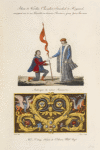 Jéhan de Werehin chevalier, séneschal de Haynaul, envoyant un de ses heraults en diverses provinces, pour faire harmes; arabesque du même manuscrit.
