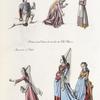 Costumes de la fin du XVe. siècle, extraits de divers manuscrits de la bibliothèque du roi. no. 6712. 3; costumes des dames de la cour du roi reiné. Manuscrit no. 6808.