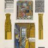 Décoration intérieure des maisons représentée dans les peintures de deux manuscrits du XVe. siècle; le roi Réné d'Anjou, dans son cabines. Founds de l'abbaye St. Germain des Près, no. 1211. Prière à St. Nicolas, contre l'incendie.