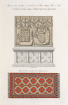 Armoire ornée des armes et des devises de Réné d'Anjou, roi de Sicile. de l'église des cordeliers d'angers, biblioth. imp. cab. des dessins no. 1608. Dessin d'un tapis, tiré du MS. no. 30, biblioth. de Vienne.