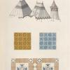 Tentes, pavillons et dessins de pavés, tirés de la chronique de Hainault, MS. no. 63, fonds de la Belqique bib. du roi.